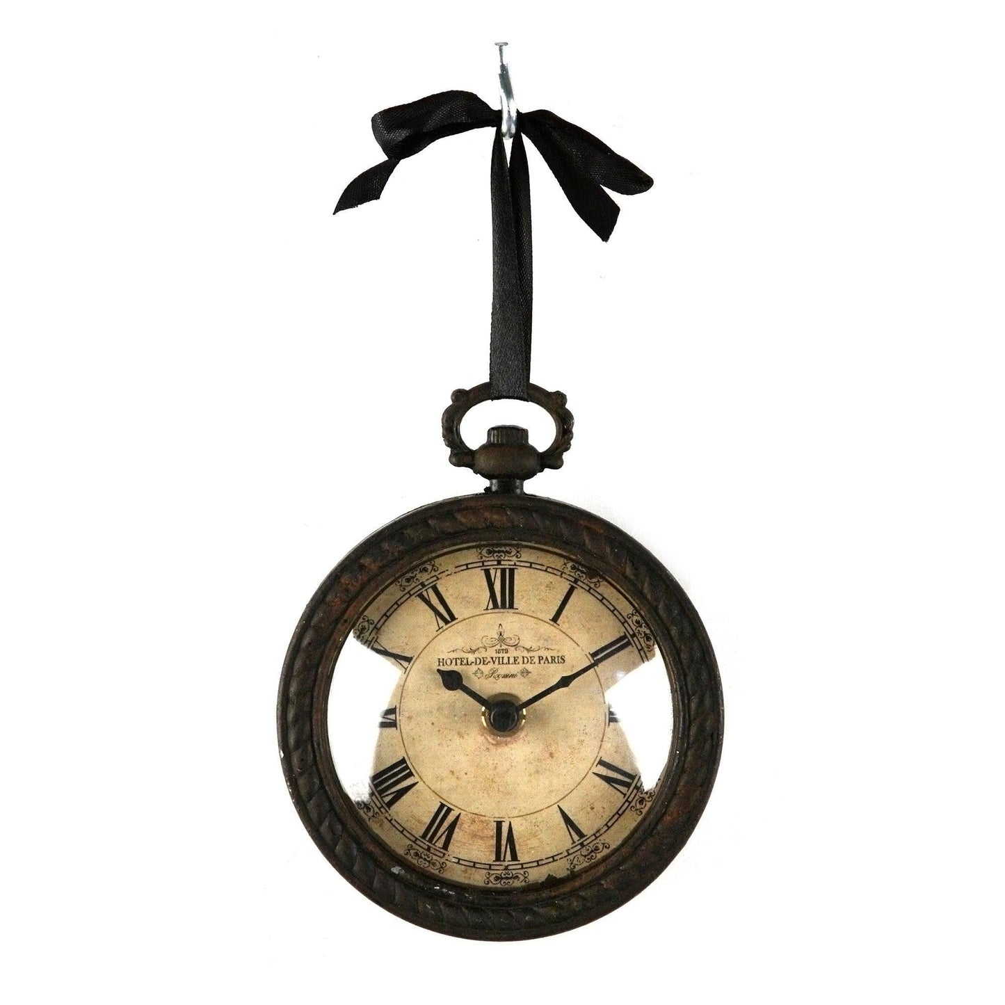 Antique round Iron clock with ribbon PC020 FredCo