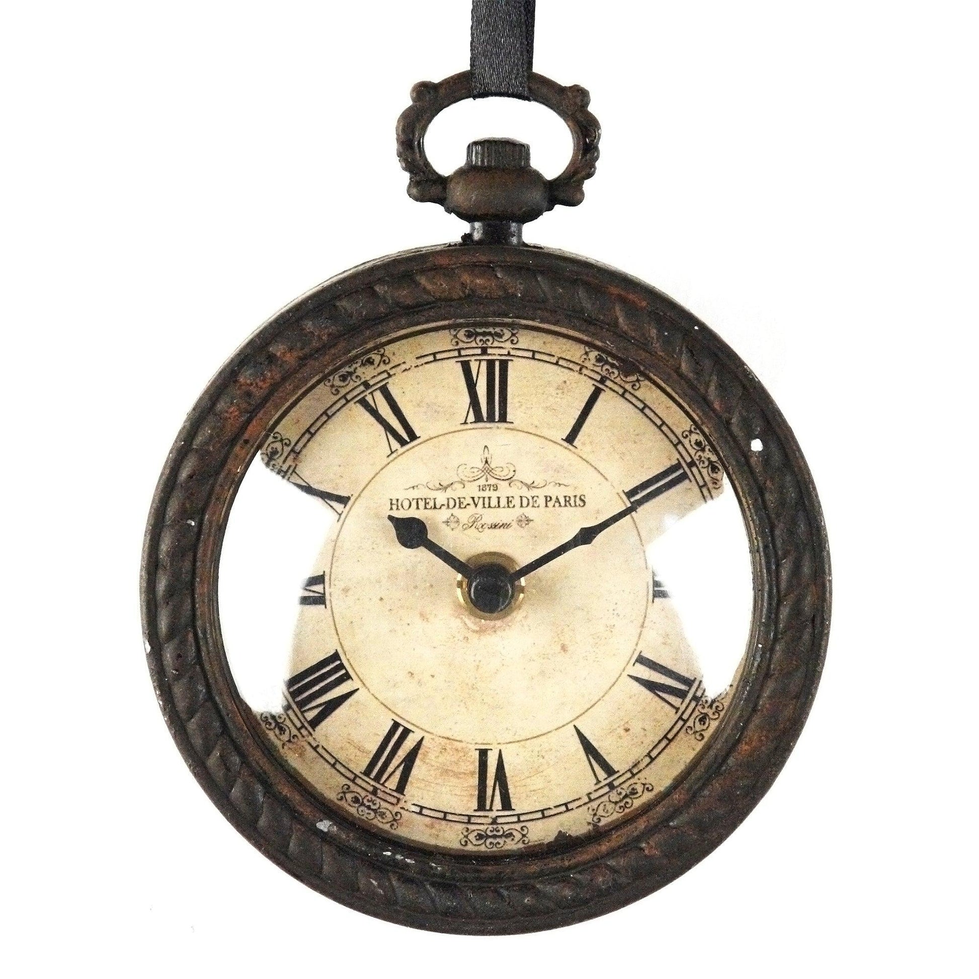 Antique round Iron clock with ribbon PC020 FredCo