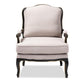Antoinette Traditional Beige Fabric Upholstered and Black Finished Accent Chair FredCo