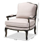 Antoinette Traditional Beige Fabric Upholstered and Black Finished Accent Chair FredCo