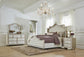 Antonella Upholstered Tufted King Bedroom Set Ivory and Camel Coaster FredCo