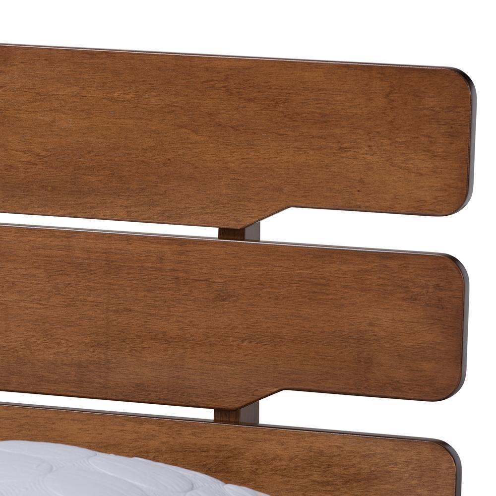 Anzia Mid-Century Modern Walnut Finished Wood Queen Size Platform bed FredCo