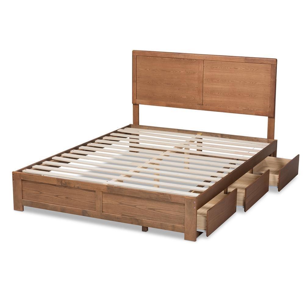 Aras Modern and Contemporary Transitional Ash Walnut Brown Finished Wood Full Size 3-Drawer Platform Storage Bed FredCo
