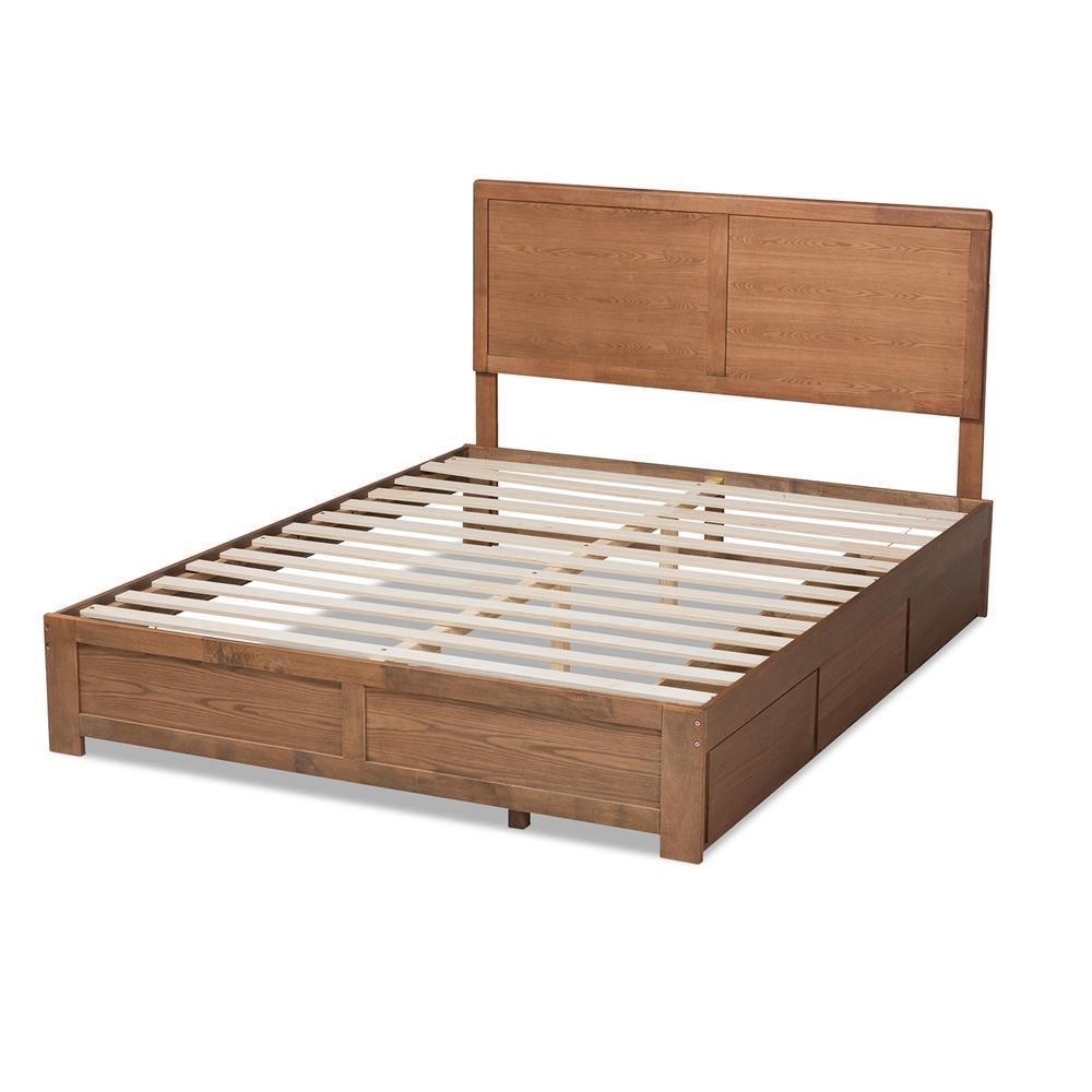 Aras Modern and Contemporary Transitional Ash Walnut Brown Finished Wood Full Size 3-Drawer Platform Storage Bed FredCo