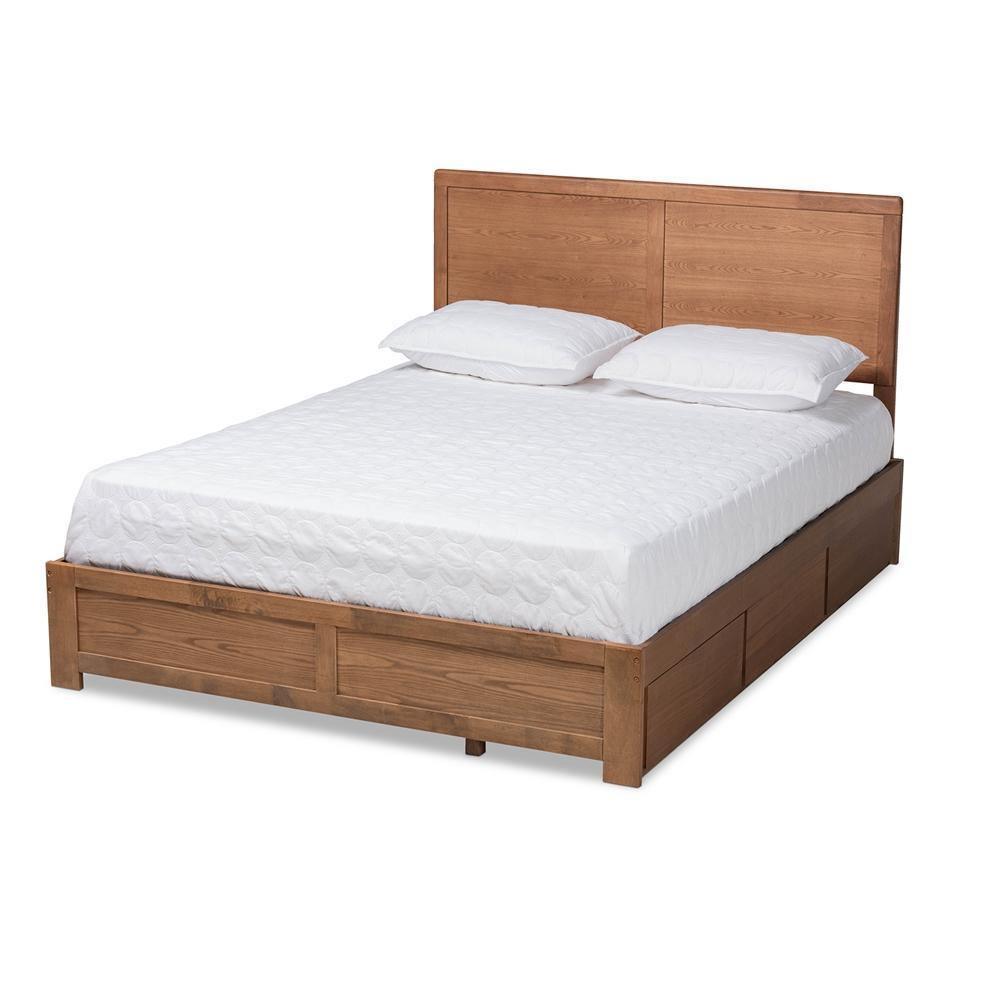 Aras Modern and Contemporary Transitional Ash Walnut Brown Finished Wood Full Size 3-Drawer Platform Storage Bed FredCo