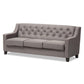 Arcadia Modern and Contemporary Grey Fabric Upholstered Button-Tufted Living Room 3-Seater Sofa FredCo