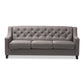 Arcadia Modern and Contemporary Grey Fabric Upholstered Button-Tufted Living Room 3-Seater Sofa FredCo