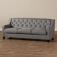 Arcadia Modern and Contemporary Grey Fabric Upholstered Button-Tufted Living Room 3-Seater Sofa FredCo