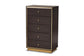 Arcelia Contemporary Glam and Luxe Two-Tone Dark Brown and Gold Finished Wood Queen Size 5-Piece Bedroom Set FredCo