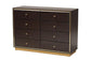 Arcelia Contemporary Glam and Luxe Two-Tone Dark Brown and Gold Finished Wood Queen Size 5-Piece Bedroom Set FredCo
