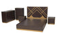 Arcelia Contemporary Glam and Luxe Two-Tone Dark Brown and Gold Finished Wood Queen Size 5-Piece Bedroom Set FredCo