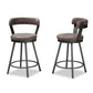 Arcene Rustic and Industrial Grey Faux Leather Upholstered Pub Stool Set of 2 FredCo