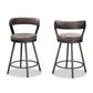 Arcene Rustic and Industrial Grey Faux Leather Upholstered Pub Stool Set of 2 FredCo