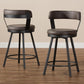 Arcene Rustic and Industrial Grey Faux Leather Upholstered Pub Stool Set of 2 FredCo