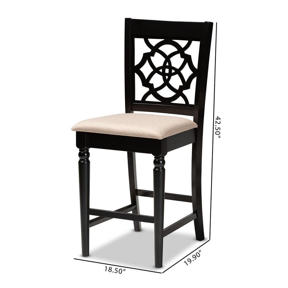 Arden Modern and Contemporary Sand Fabric Upholstered Espresso Brown Finished Wood Counter Stool (Set of 2) FredCo