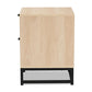 Ardon Bohemian Light Brown Finished Wood and Black Metal 1-Drawer Nightstand with Natural Rattan FredCo