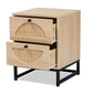 Ardon Bohemian Light Brown Finished Wood and Black Metal 1-Drawer Nightstand with Natural Rattan FredCo