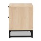 Ardon Bohemian Light Brown Finished Wood and Black Metal 1-Drawer Nightstand with Natural Rattan FredCo