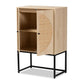 Ardon Bohemian Light Brown Finished Wood and Black Metal 2-Door Storage Cabinet with Natural Rattan FredCo