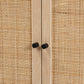 Ardon Bohemian Light Brown Finished Wood and Black Metal 2-Door Storage Cabinet with Natural Rattan FredCo