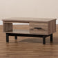 Arend Modern and Contemporary Two-Tone Oak Brown and Black Wood 1-Drawer Coffee Table FredCo