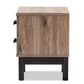 Arend Modern and Contemporary Two-Tone Oak Brown and Ebony Wood 2-Drawer End Table FredCo