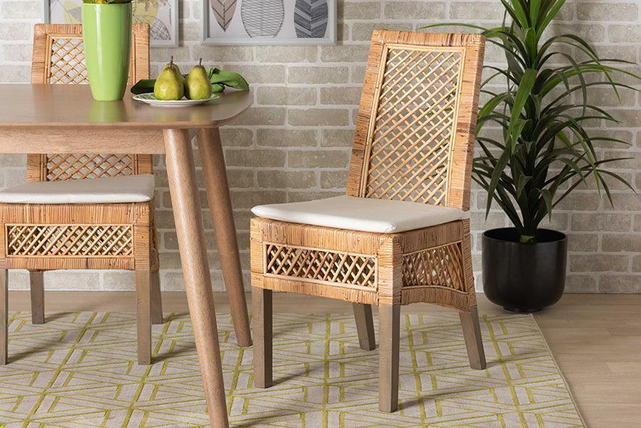 Argos Modern Bohemian Natural Brown Rattan 2-Piece Dining Chair Set