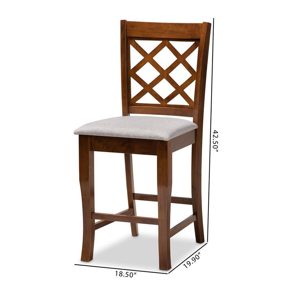 Aria Modern and Contemporary Grey Fabric Upholstered and Walnut Brown Finished Wood 2-Piece Counter Height Pub Chair Set FredCo