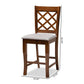 Aria Modern and Contemporary Grey Fabric Upholstered and Walnut Brown Finished Wood 2-Piece Counter Height Pub Chair Set FredCo