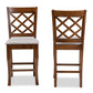 Aria Modern and Contemporary Grey Fabric Upholstered and Walnut Brown Finished Wood 2-Piece Counter Height Pub Chair Set FredCo