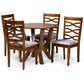 Ariane Modern and Contemporary Grey Fabric Upholstered and Walnut Brown Finished Wood 5-Piece Dining Set FredCo