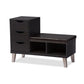 Arielle Modern and Contemporary Dark Brown Wood 3-drawer Shoe Storage Padded Leatherette Seating Bench with Two Open Shelves FredCo
