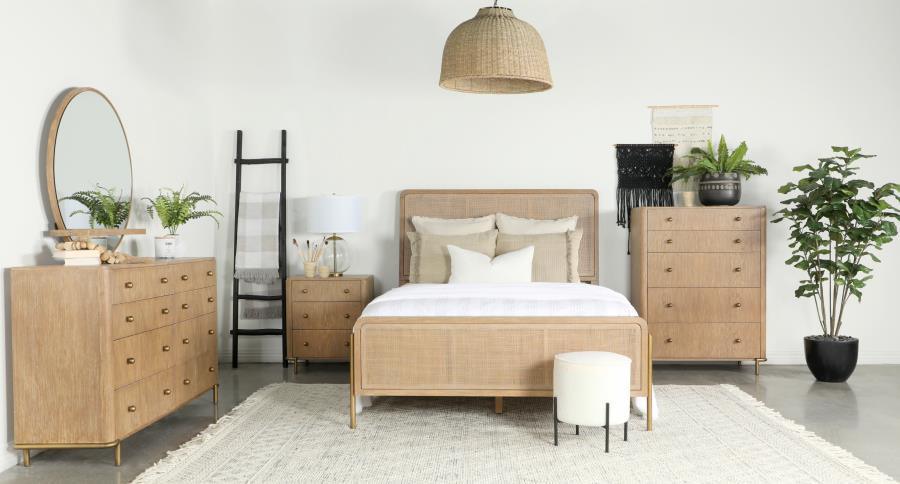 Arini 4-piece Upholstered Queen Bedroom Set Sand Wash Coaster FredCo