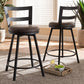 Arjean Rustic and Industrial Grey Faux Leather Upholstered Pub Stool Set of 2 FredCo