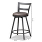Arjean Rustic and Industrial Grey Faux Leather Upholstered Pub Stool Set of 2 FredCo