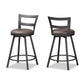 Arjean Rustic and Industrial Grey Faux Leather Upholstered Pub Stool Set of 2 FredCo