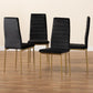 Armand Modern Glam and Luxe Black Velvet Fabric Upholstered and Gold Finished Metal 4- Piece Dining Chair Set FredCo
