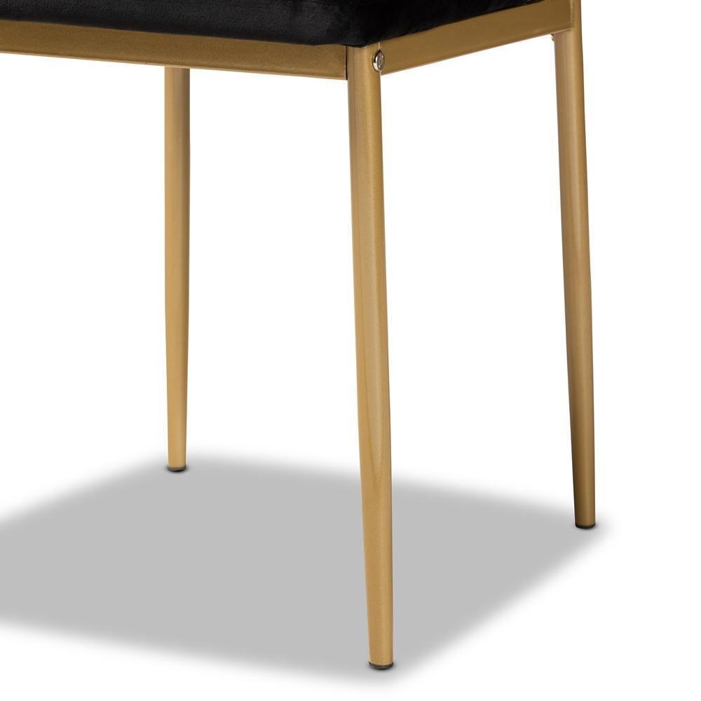 Armand Modern Glam and Luxe Black Velvet Fabric Upholstered and Gold Finished Metal 4- Piece Dining Chair Set FredCo