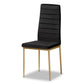 Armand Modern Glam and Luxe Black Velvet Fabric Upholstered and Gold Finished Metal 4- Piece Dining Chair Set FredCo