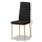 Armand Modern Glam and Luxe Black Velvet Fabric Upholstered and Gold Finished Metal 4- Piece Dining Chair Set FredCo