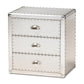 Armel French Industrial Silver Metal 3-Drawer Nightstand FredCo