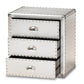 Armel French Industrial Silver Metal 3-Drawer Nightstand FredCo
