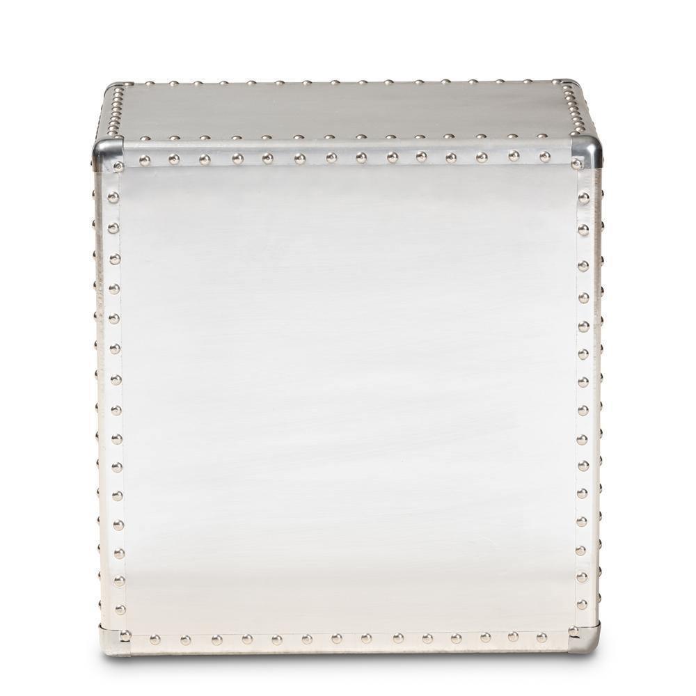 Armel French Industrial Silver Metal 3-Drawer Nightstand FredCo