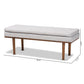 Arne Mid-Century Modern Greyish Beige Fabric Upholstered Walnut Finished Bench FredCo