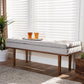 Arne Mid-Century Modern Greyish Beige Fabric Upholstered Walnut Finished Bench FredCo