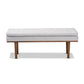 Arne Mid-Century Modern Greyish Beige Fabric Upholstered Walnut Finished Bench FredCo