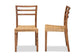 Arthur Mid-Century Modern Walnut Brown Finished Wood and Natural Rattan 2-Piece Dining Chair Set FredCo