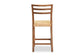 Arthur Mid-Century Modern Walnut Brown Finished Wood and Natural Rattan Counter Stool FredCo