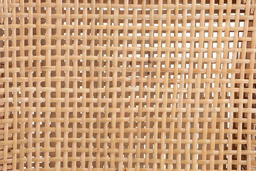 Arthur Mid-Century Modern Walnut Brown Finished Wood and Natural Rattan Counter Stool FredCo