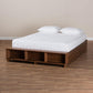 Arthur Modern Rustic Ash Walnut Brown Finished Wood Full Size Platform Bed with Built-In Shelves FredCo